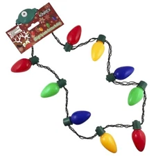 KINREX Christmas LED Light Up Necklace - Flashing Bulb Holiday Lights 35 Inches