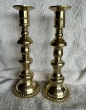 SOLID BRASS CANDLE STICKS Adjustable Height COMPLIMENTS BY CROWNING TOUCH