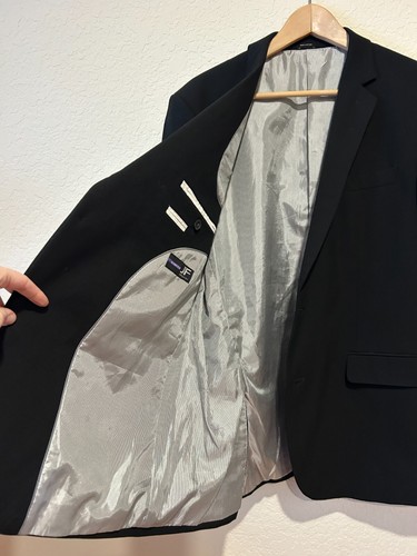 J Ferrar Super Slim Fit Black Mens Preppy Sports Coat Two Button Jacket Size 44R - Picture 3 of 12