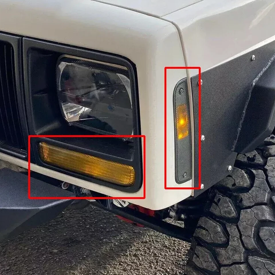 Par de luces de esquina delanteras de humo + luces de señal de parachoques para Jeep Cherokee XJ 97-01 Foto 4 de 4