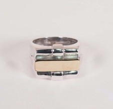 Sterling Silver and 14K Yellow Gold Ring, Size 5