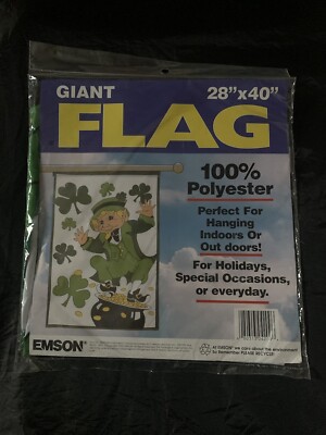 Emson Giant Yard Flag St Patrick s Day Leprechaun Pot of Gold  Polyester 28 x40 