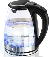 Pukomc Electric Kettle with Keep Warm 1.7L Glass Water Boiler with Wide Opening