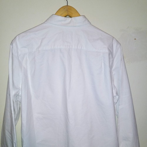 American Eagle Embroidered Logo Button Down Shirt-Large-Oxford-White-Navy - Picture 7 of 10