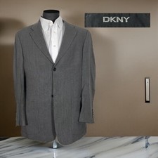 DKNY Blazer Jacket Mens 40R Gray Soft Textured