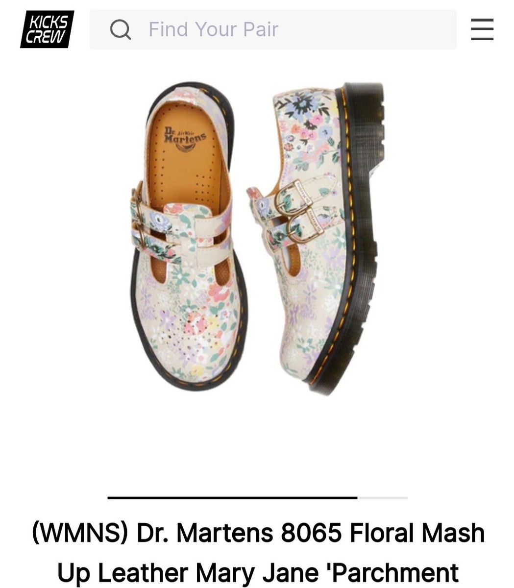 Dr. Martens 8065 Floral Mash Up Mary Jane Parchment Beige