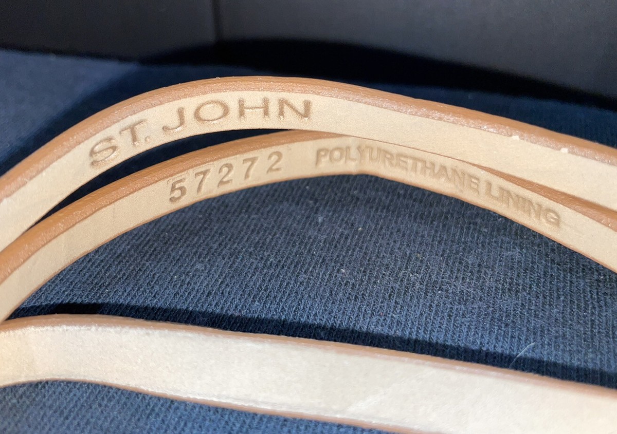 St. John Tan Patent Leather Womans Skinny Curved Gold Buckle Belt Size XL SUOSDEY Womens Skinny Leather Belt Solid Color Waist Belt  main image 4