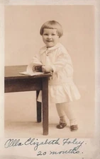 RPPC Cella Elizabeth Foley Child Girl Smile Victorian Antique Photo Postcard G4