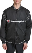 Champion Men's Satin Varsity Bomber Jacket with Logo Size Medium