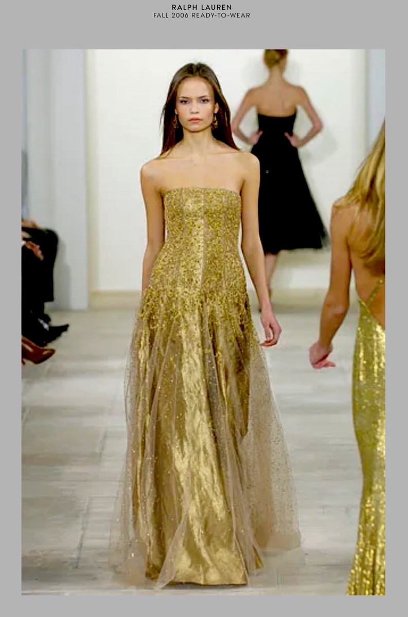 $22000 Ralph Lauren Purple Label Collection 2006 Gold Beaded Dress