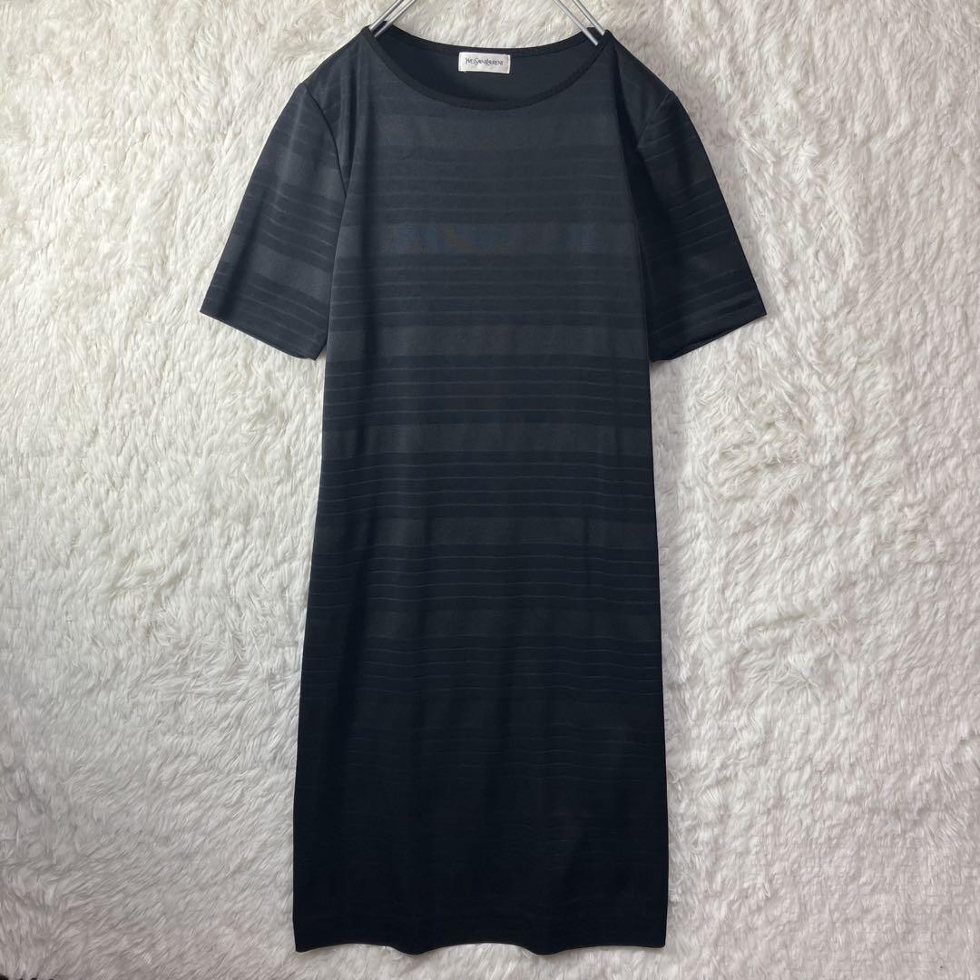 Abito Yves Saint Laurent manica corta lunghezza ginocchio nero cotone