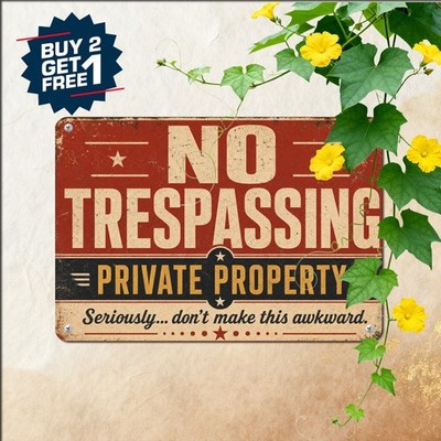 Protected by God No Trespassing Sign Religious Private Property Metal Plaque