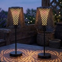 Solarleuchte AußEnlampe Tischleuchte Led Gartendeko Lichteffekt Schwarz 2Er Set