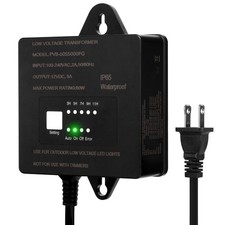 60W Low Voltage Transformer with Timer and Photocell Sensor, 120V AC to 12V