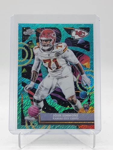 JOSH SIMMONS 2025 TOPPS COSMIC CHROME ROOKIE AQUA EQUINOX /199 #149 CHIEFS Q4588