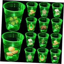 Pcs Glow St.Patrick's Day Party Supplies,Glow Shamrock Cups For Lucky St 24