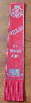 HM U-Boot Ozelot   Chatham Werft rot Vintage Leder Lesezeichen MUSTY! D74