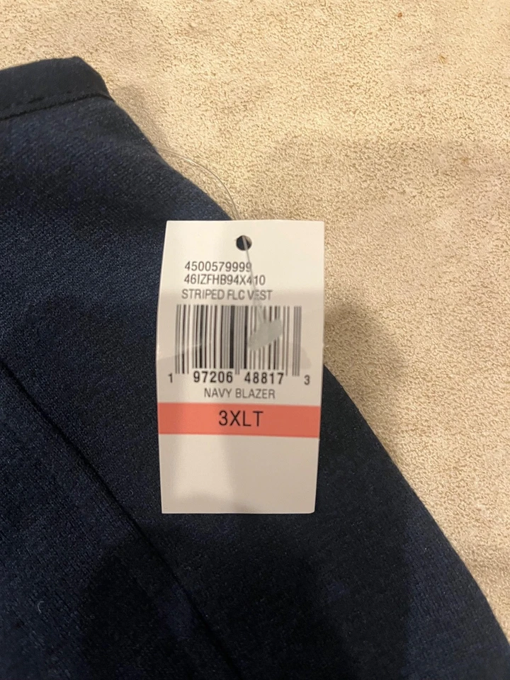 Izod 3xlt navy blue men's full zip fleece vest. NWT - Image 3 of 4