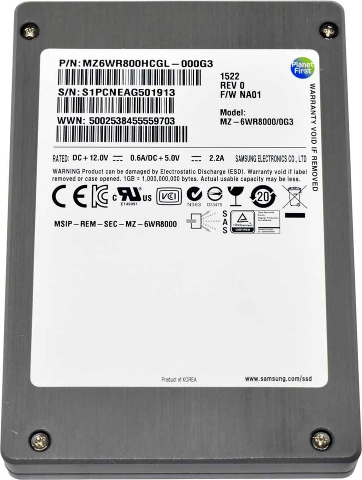 Samsung 800GB 2.5" 6G SAS SSD MZ-6WR8000 MZ6WR800HCGL 512 Bytes Server Storage - Bild 3 von 4