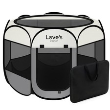Portable Pet Dog Playpen Foldable Indoor Outdoor Tent with Carry Case Grey