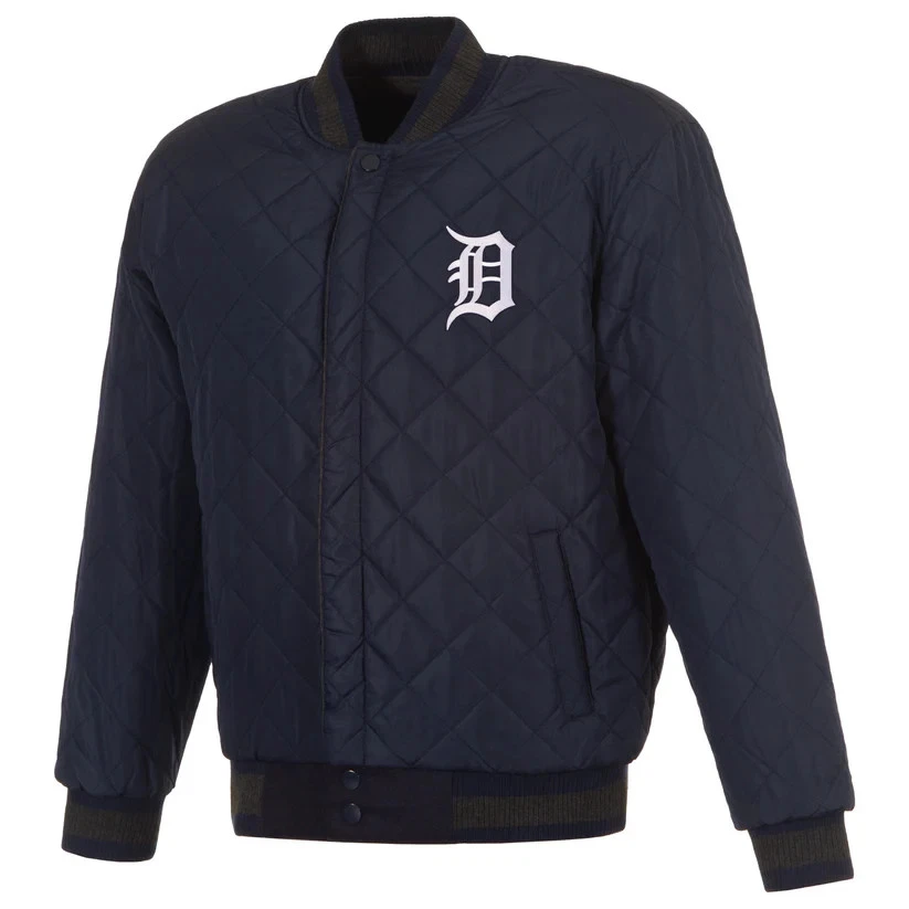 Detroit Tigers Reversible Wool and Leather Jacket - Image 4 of 4