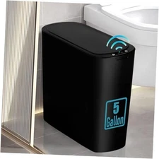  5 Gallon Motion Senor Bathroom Trash Can with Lid, Automatic Garbage Can Black