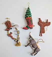 Kurt Adler ornament saddle western cowboy boot longhorn steer tree lot 4