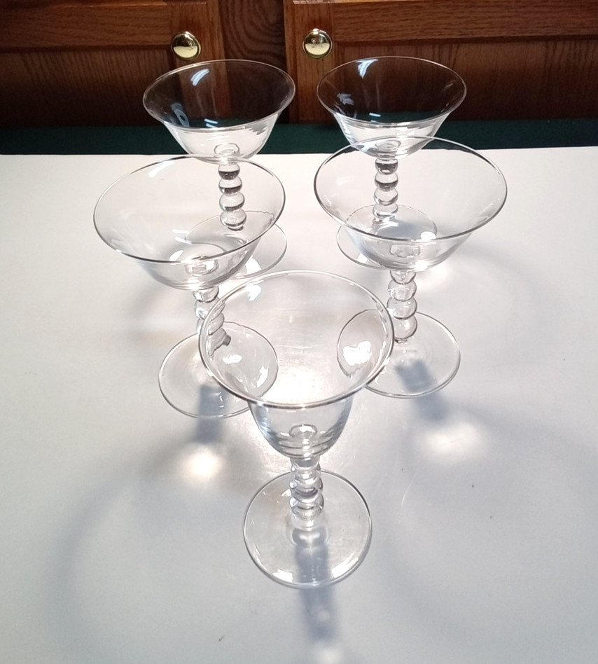 CANDLEWICK Imperial Glass (4) Tall Champagne Coupe Stemware (1) 4 oz Goblet MCM