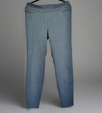 SOHO Apparel LTD Pull-On Skinny Leg Dress Pant Gray/Black Plaid Petite Large