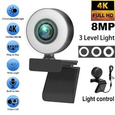 4K 2K 1080P Webcam with Light Auto Focus USB Camera Mic for PC Laptop Streaming