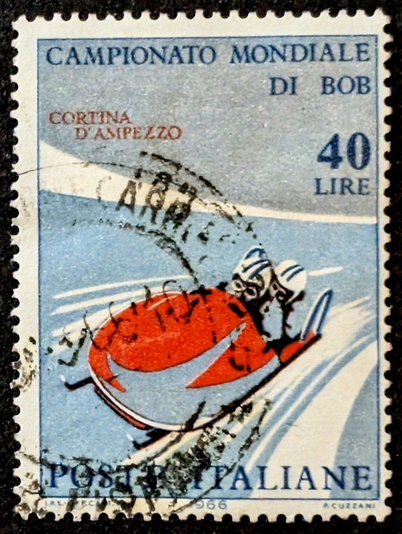 ITALIEN 1966 Mi1196 Zweierbob Winter-Sportmarke Briefmarke Stamp Timbre Sello