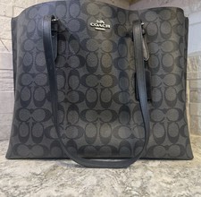 Coach C4250 Mollie Tote 25 in signature canvas Crossbody Dark Brown Outlet New