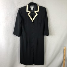 I.N. Studio Dress Womens 10 Black Jacket Dress Midi Button Front Workwear