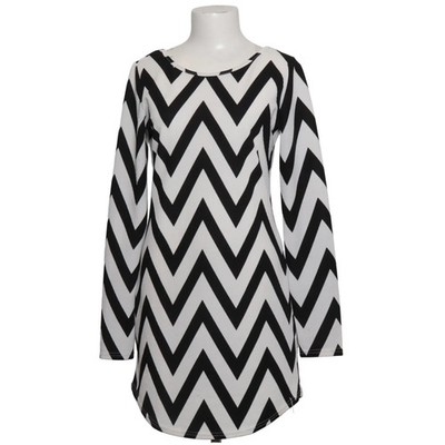 Lofty Manner, Kleid, Größe: L, Schwarz/Weiß, Elasthan/Polyester, Chevron #ykd