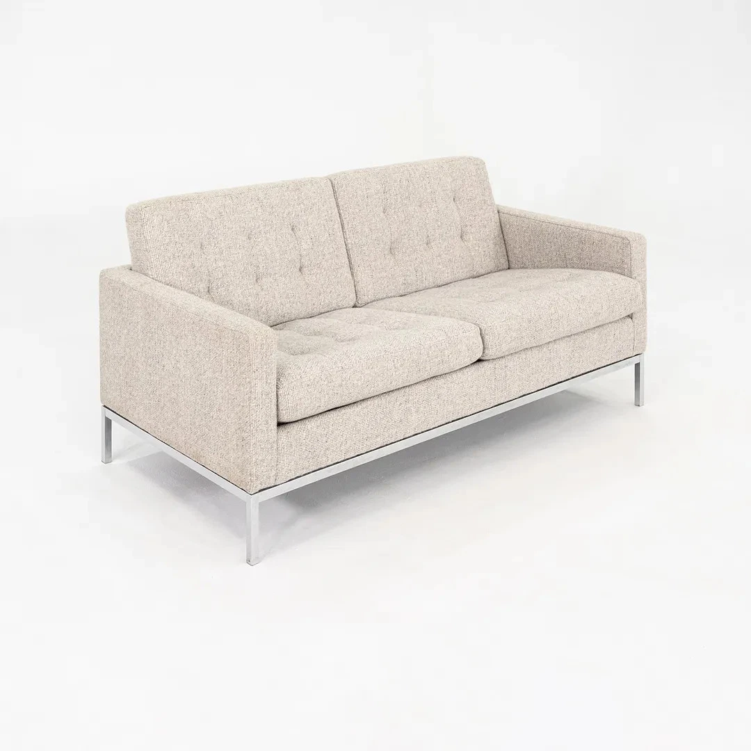 1977 Florence Knoll Two Seater Loveseat Upholstered in Grey Fabric from IBM
