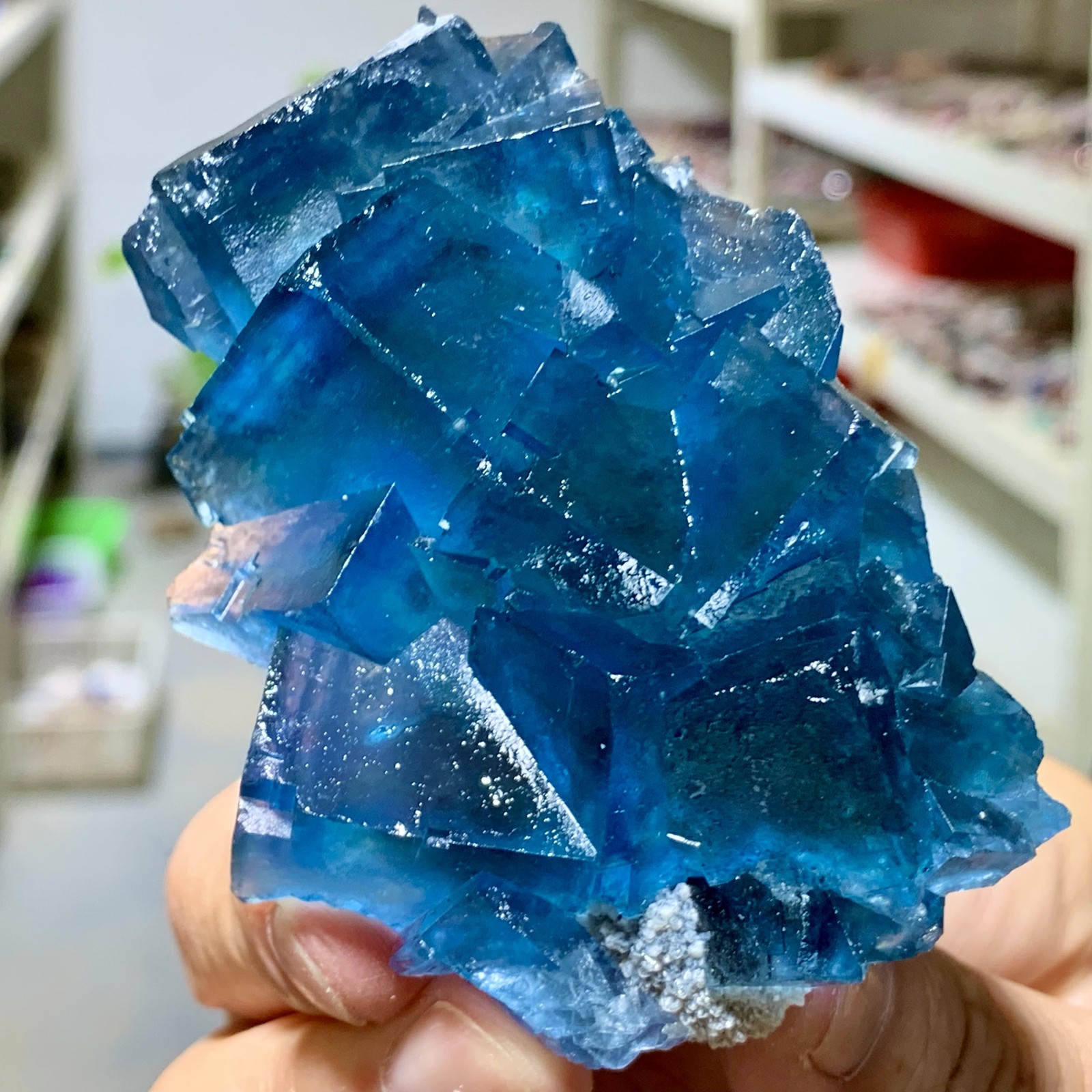 Rare 145G Transparent Blue-Green Cubic Fluorite Crystal Specimen from China
