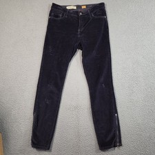 Anthropologie Pilcro Stet Slim Ankle Zip Corduroy Pants Womens 28 Blue Stretch
