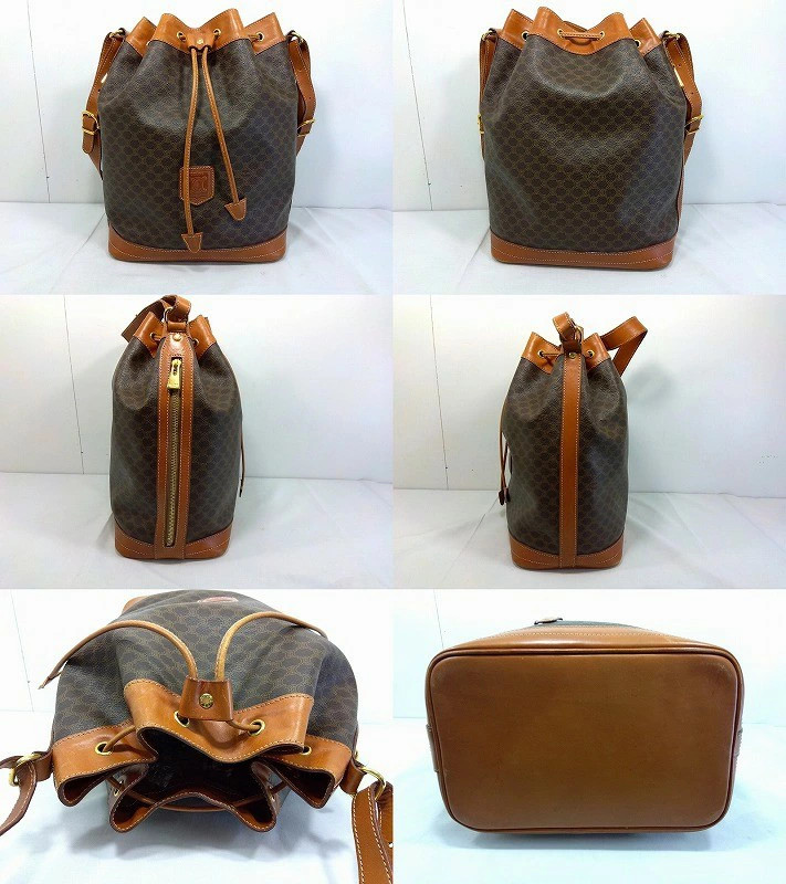 Celine Macadam Pattern Leather Drawstring Shoulde… - image 2