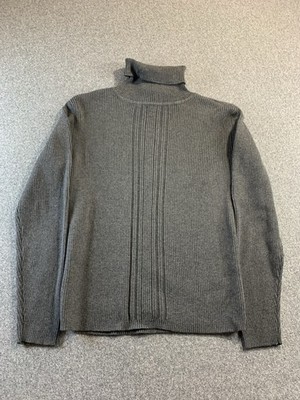 Liz Claiborne Petites Womens Sweater Sz S Gray Cable Knit Holly Embroidered