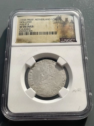 Spanish Netherlands - Philip II 1558-98 Holland  1/5 Daaler NGC certified