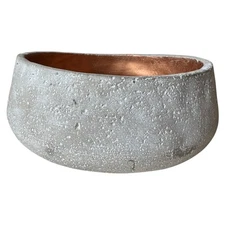 Handmade Large Concrete Organic Display Centerpiece Bowl Planter Copper Interior
