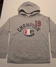 Champion Boys Hoodie Size L 14/16 Gray Pullover Cotton Blend Sweatshirt