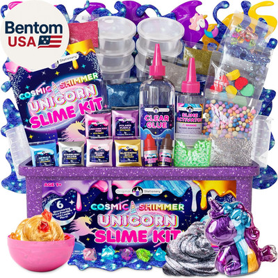Unicorn Slime Kit DIY Glow Glitter Shimmer Set for Girls Ages 7 12