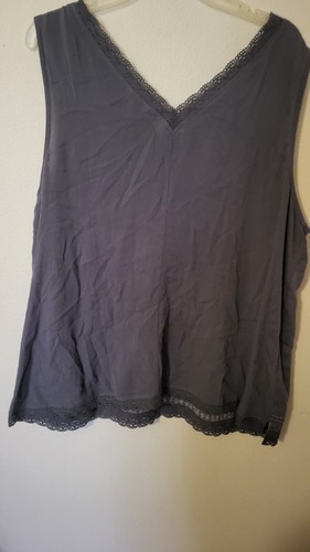 Cato Gray Crinkle Cami 18 20 W Lace Accent Sparkle Neck Butterfly Sleeveless 30L - Picture 7 of 23