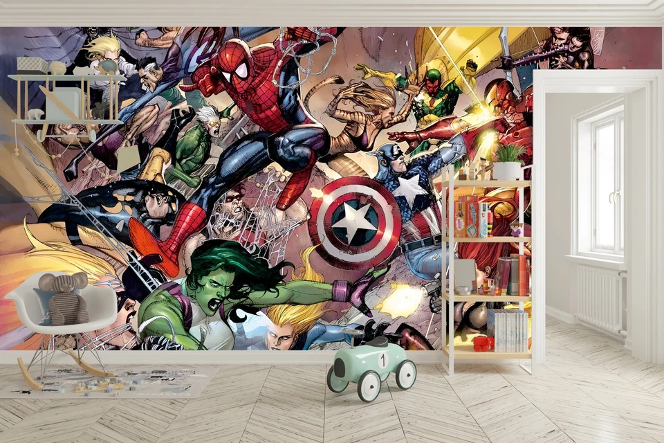 Papel tapiz autoadhesivo de superhéroes mural hogar arte de pared decoración WP22 Foto 2 de 2