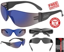 Ironwear OSHA Safety Glasses ANSI Z87+ Blue Mirror Lightweight Impact Resistant