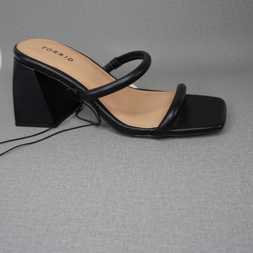 Sandali con tacco a blocco torrido neri punta quadrata cinturino puffy donna nuovi con etichette taglia 9WW - Foto 15 di 19