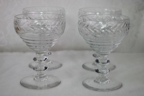 4 copas de cóctel de champán vintage BRYCE cristal corte laurel #575-1 obleas - Imagen 1 de 5