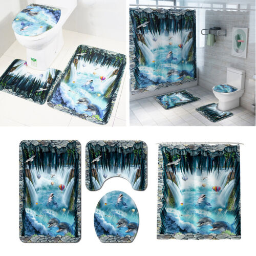 3 4Teilig Badgarnitur Badezimmer Matte Set Dusch Bade Matte Vorleger Teppich WC` - Bild 1 von 15