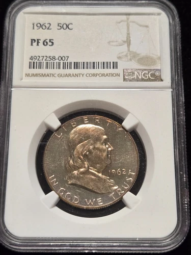 1962 Silver Proof Franklin Half Dollar NGC PF65 ORANGE TONING (Z-0625)